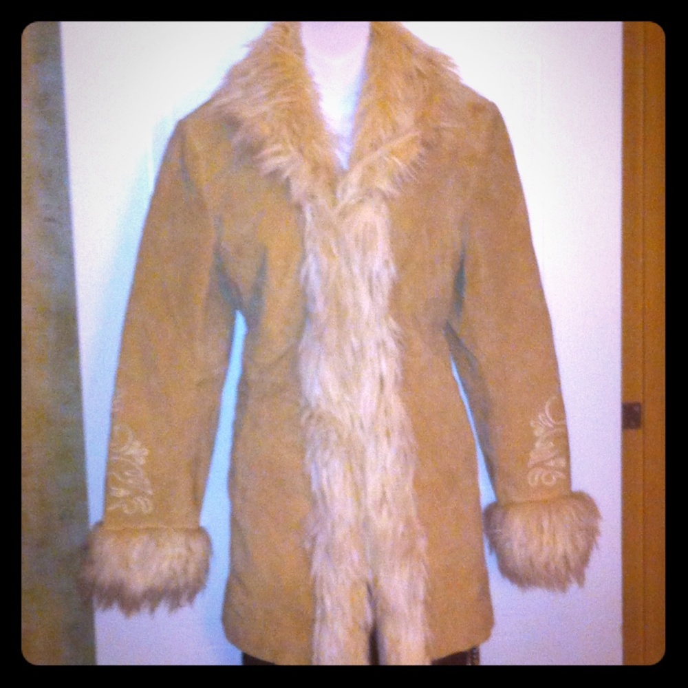 COPY - 'Genuine Leather w Faux Fur Trim' Long Coat